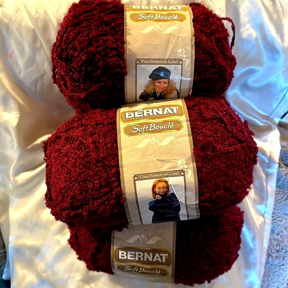 COPY- Lot of TWO Skeins of Bernat Soft Boucle No Dye Lot - New / Smoke Free Home